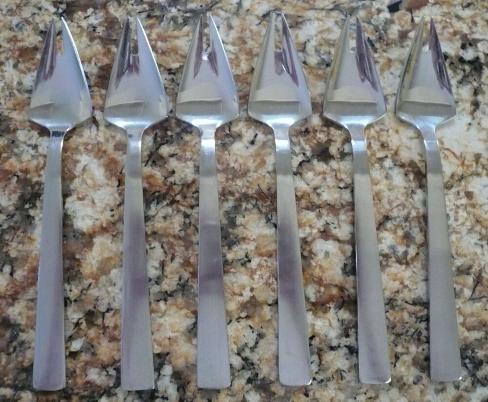 MCM Capri Italy 6 Appetizer Hors d'oeuvres Cold Meat Forks 7" Stainless Steel